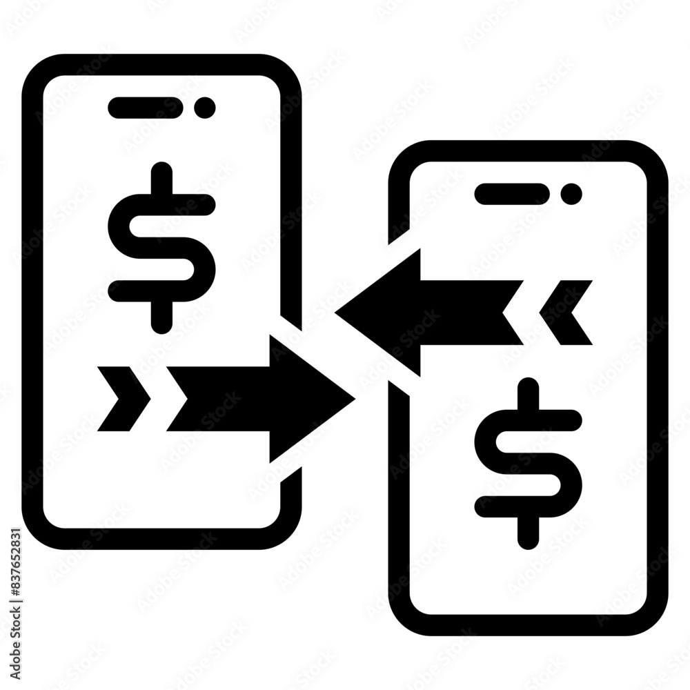 transfer or transactions of money by mobile phone or internet banking solid icon transfer or transactions of money by mobile phone or internet banking solid icon
