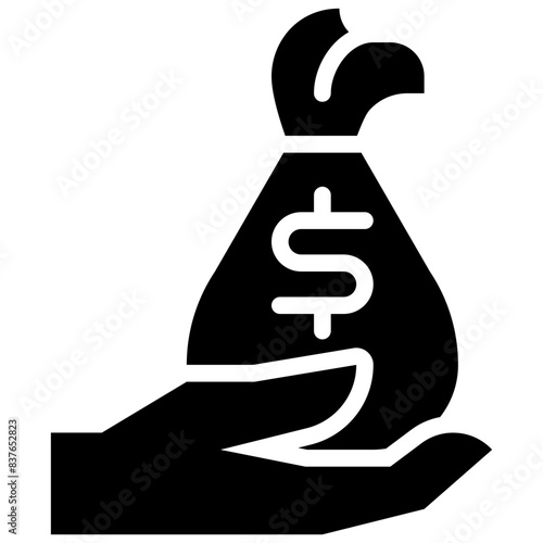 money loan symbol represents a borrower or recipient solid icon