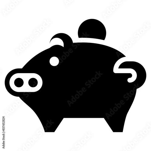 the piggy bank or penny bank represents deposit or savings money solid icon