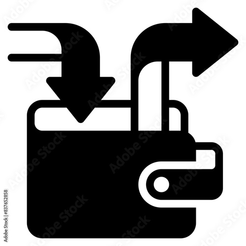 wallet transactions or transfers represent income or expenses solid icon