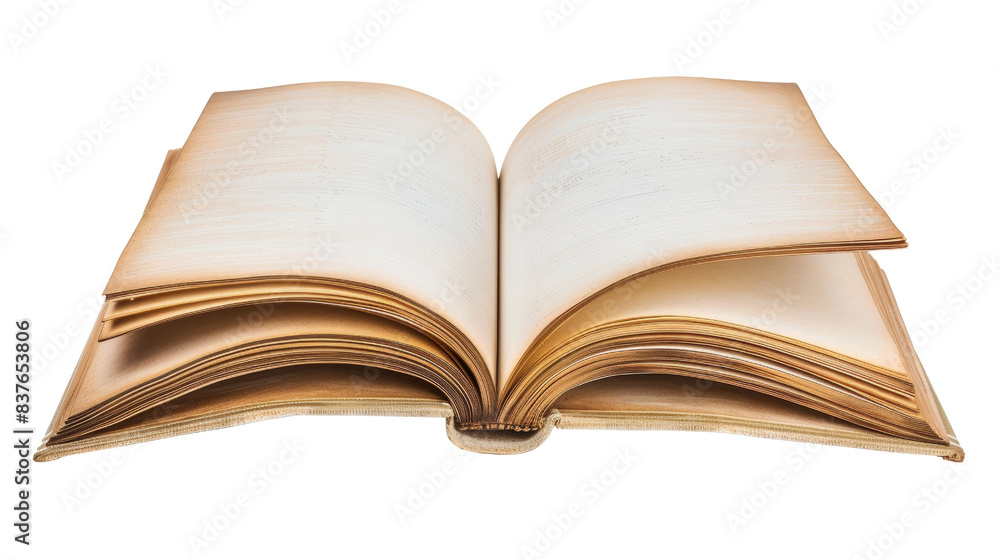 Obraz premium open old book cut out transparent isolated on white background PNG file 