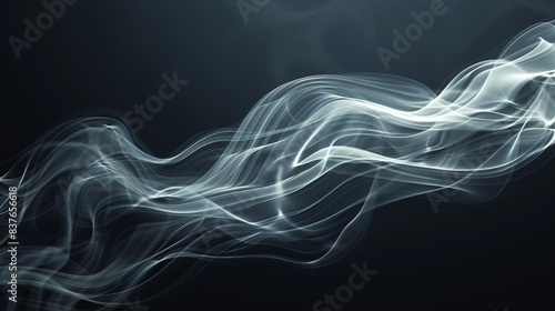 Delicate tendrils of white smoke, gracefully rising against a deep black backdrop, evoking a sense of calm and tranquility photo