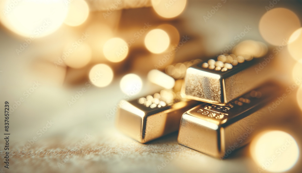 Shiny Gold Bars with Bokeh Background Shiny Gold Bars with Bokeh Background