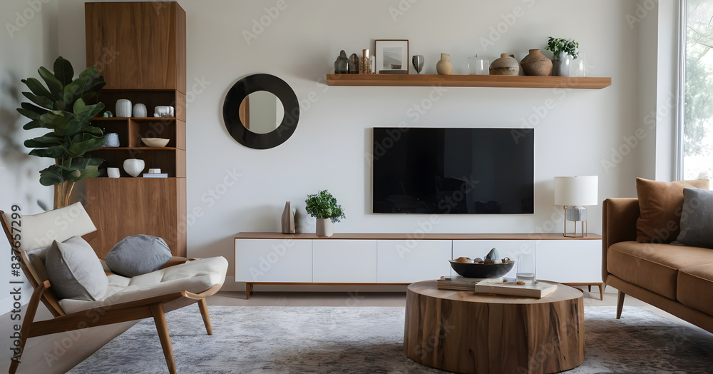 Showcasing the modern interior design aesthetic with a harmonious blend of natural elements and contemporary furnishings, creating an inviting and cozy atmosphere Showcasing the modern interior design aesthetic with a harmonious blend of natural elements and contemporary furnishings, creating an inviting and cozy atmosphere