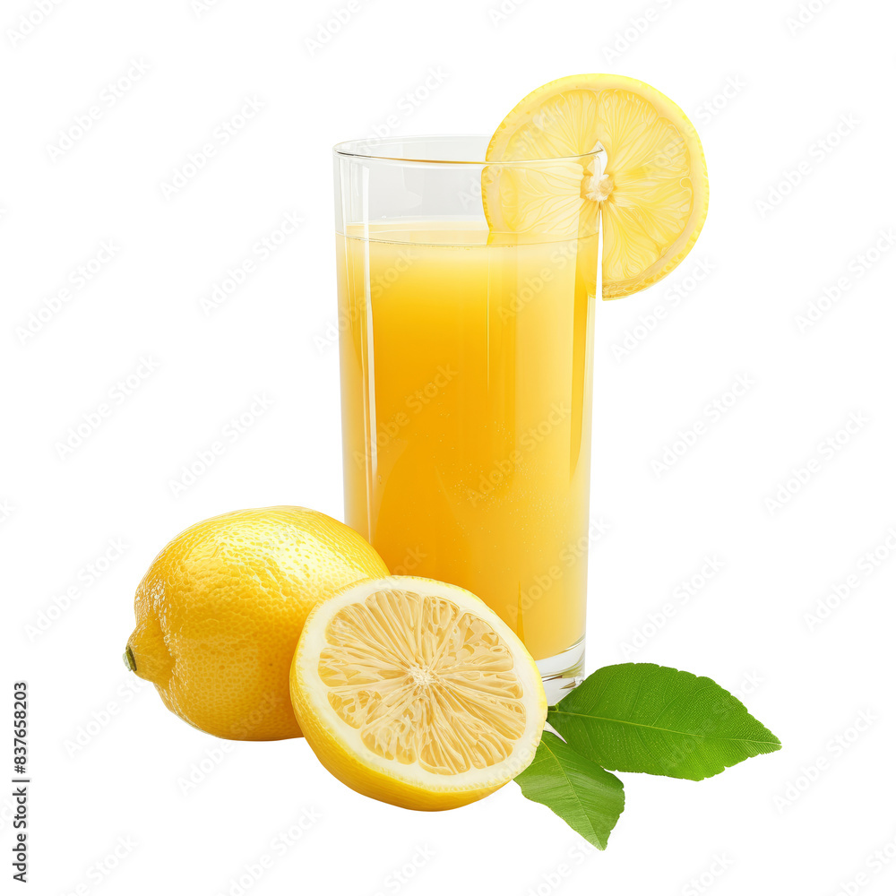 Fresh and Refreshing Lemon Juice isolated on transparent background Fresh and Refreshing Lemon Juice isolated on transparent background