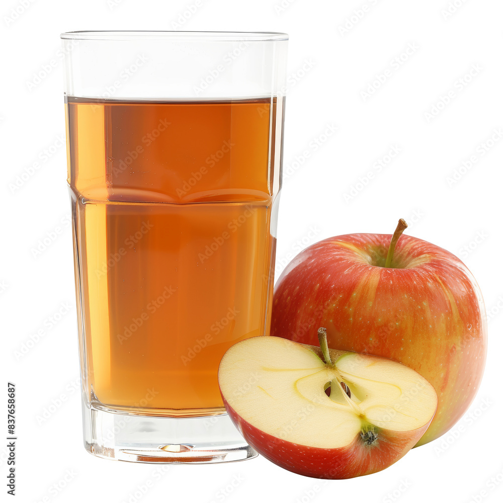 Fresh Apple Juice with Whole and Sliced Apple isolated on transparent background Fresh Apple Juice with Whole and Sliced Apple isolated on transparent background