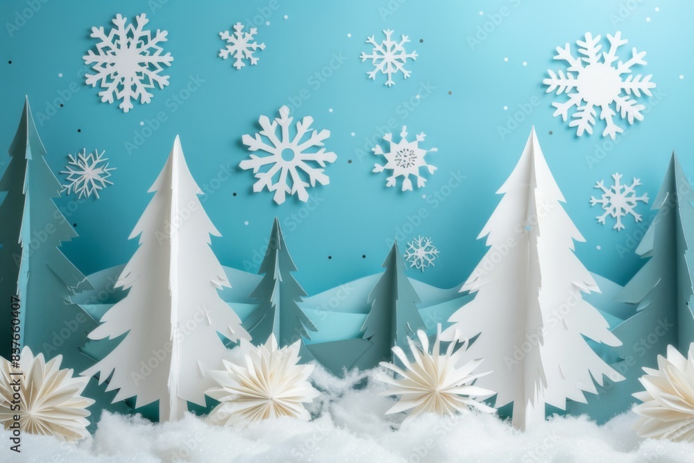 Papercraft Art of a Winter Wonderland with Snowflakes, Trees, and a Serene Snowy Landscape in a Festive Scene
Papercraft Art of a Winter Wonderland with Snowflakes, Trees, and a Serene Snowy Landscape in a Festive Scene