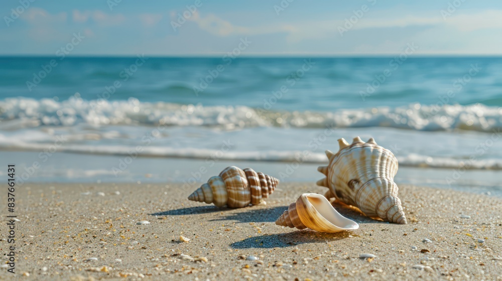 Showcase the simplicity and beauty of coastal living with a photo featuring an empty sand beach adorned with shells, set against the expansive horizon of a summer sea. Showcase the simplicity and beauty of coastal living with a photo featuring an empty sand beach adorned with shells, set against the expansive horizon of a summer sea.