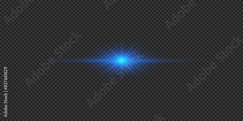 Blue horizontal light effect of lens flares