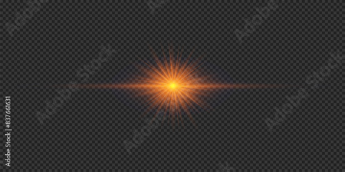 Orange horizontal light effect of lens flares