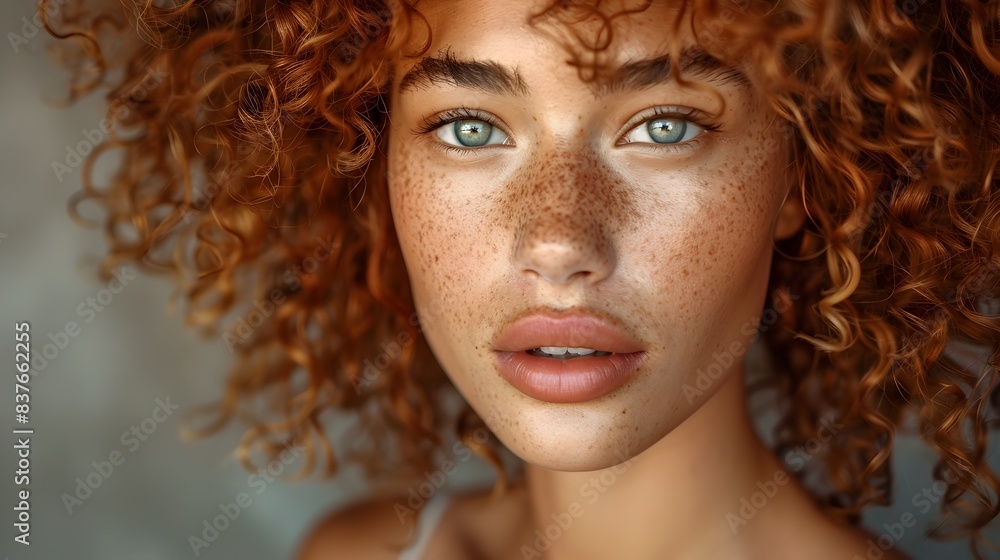 Captivating Redheaded Beauty with Expressive Blue Eyes and Pensive Gaze Captivating Redheaded Beauty with Expressive Blue Eyes and Pensive Gaze
