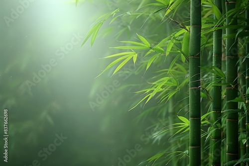 Serene Bamboo Forest with Sunlight - Nature Background for Tranquil Design  Wellness  and Calmness