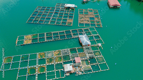 Aerial drone view of Kenyir Lake or Tasik Kenyir which is located at Kuala Berang in Hulu Terengganu, Terengganu, Malaysia photo