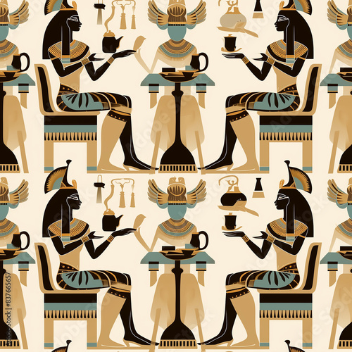 古代エジプトのティータイム シームレスパターン
Ancient Egyptian tea time seamless pattern