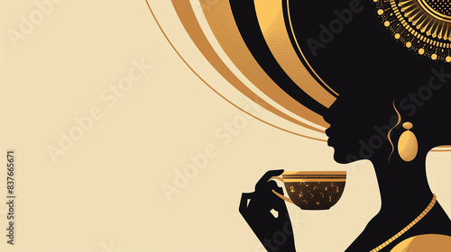  ティーカップを持つ古代エジプト風の女性
Woman with a teacup in ancient Egyptian style
