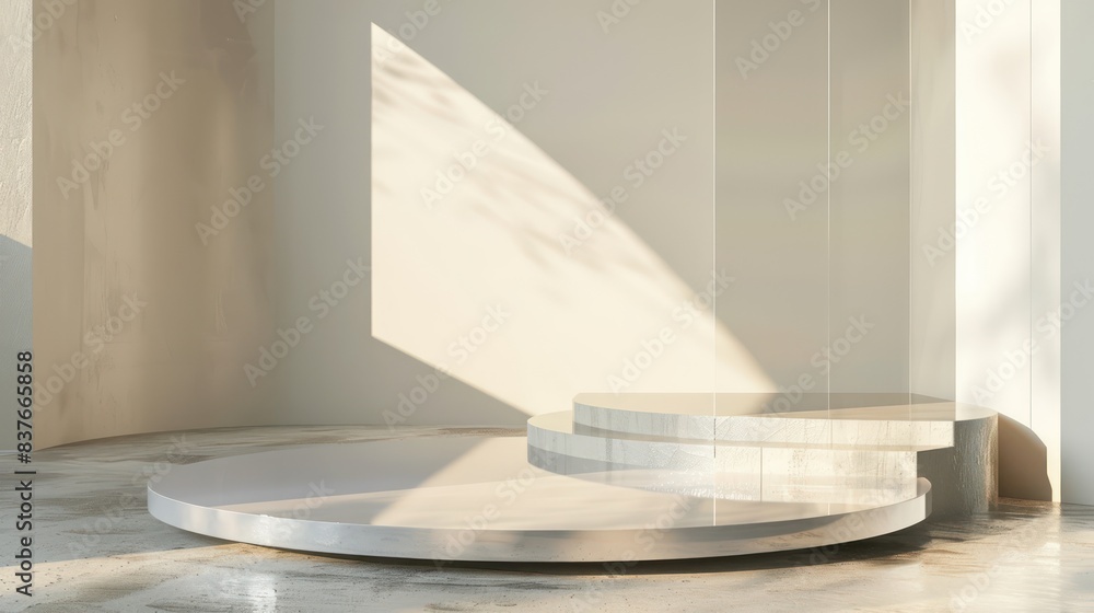 Render a minimalist podium with transparent acrylic surfaces, perfect for showcasing premium products. Render a minimalist podium with transparent acrylic surfaces, perfect for showcasing premium products.