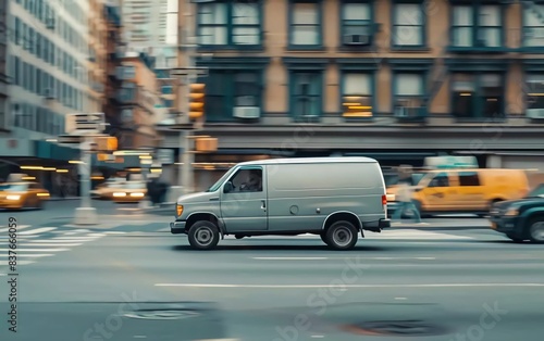 Delivery van delivers fast in a city which is very exciting © Harjo