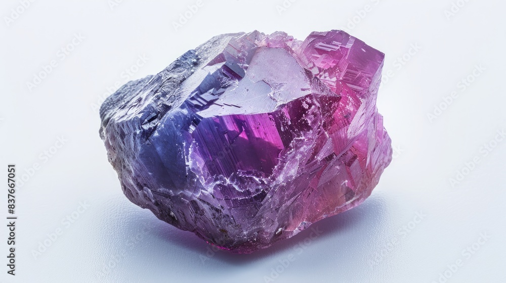 Fototapeta premium Alexandrite stone, photographed in the studio on a white background, showing the surface details and beautiful color of the stone, Ai generated Images