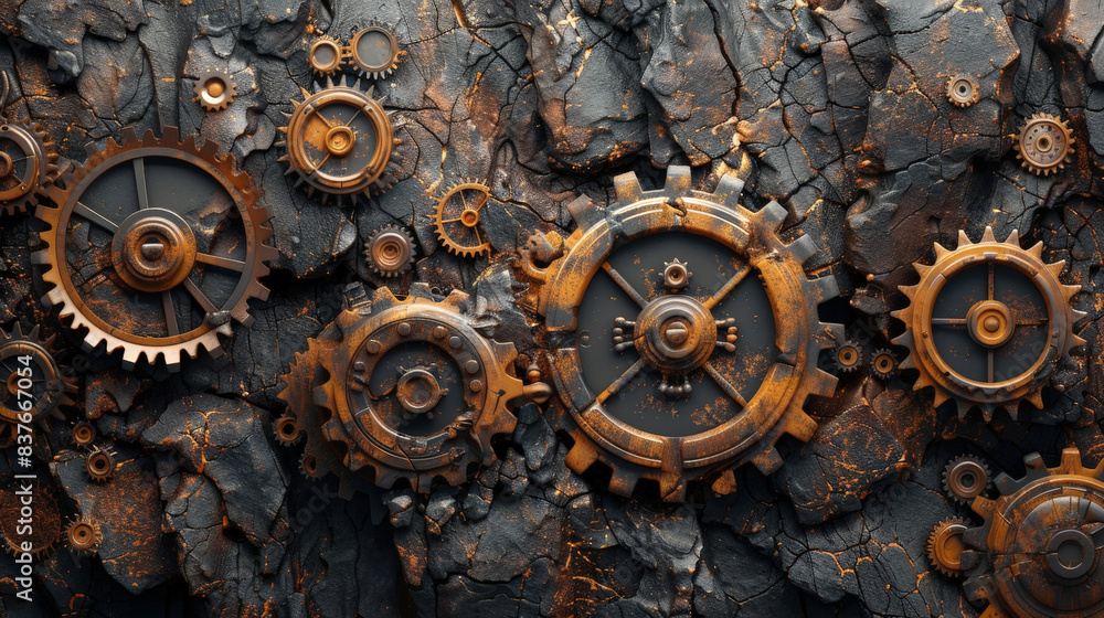 © medalinebow - An image of an old rusty gear mechanism with vintage clockwork and mechanical details © medalinebow - An image of an old rusty gear mechanism with vintage clockwork and mechanical details