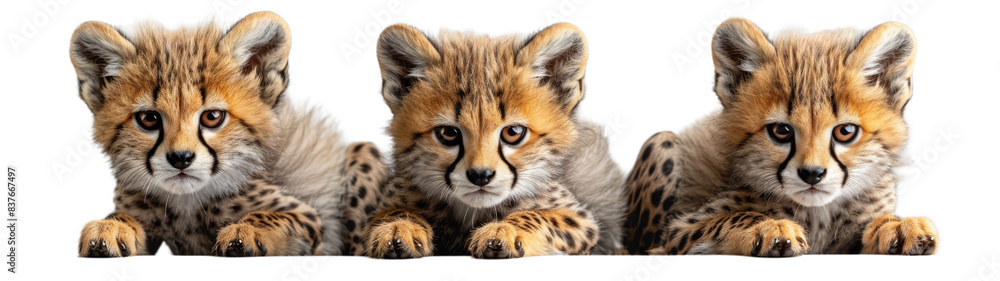 Three Cheetah Cubs Lying Down and Looking at the Camera Three Cheetah Cubs Lying Down and Looking at the Camera