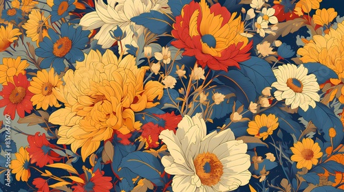 Delight in detail with this printed floral design, featuring precise and vivid colors. photo