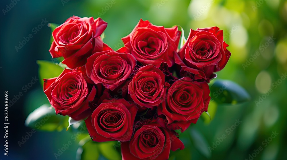 AI generated illustration of a large heart-shaped display of red roses AI generated illustration of a large heart-shaped display of red roses