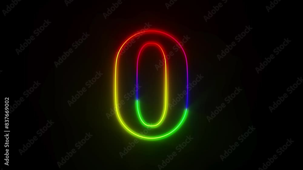 Neon number zero on dark background. 3D illustration Neon number zero on dark background. 3D illustration