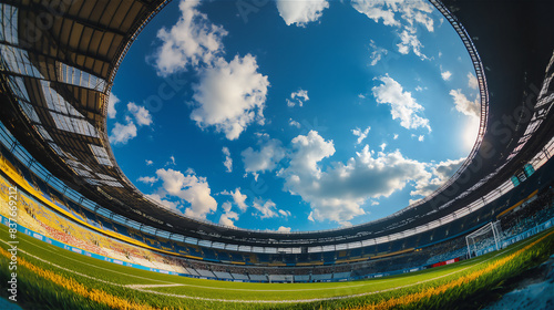 Fisheye view concept of a football stadium. photo