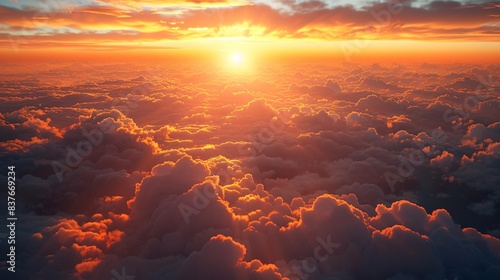 Sunset sky with clouds from a high view
