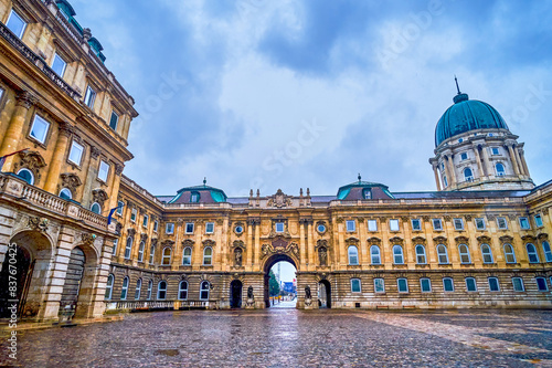 The Lion Court with the dome of Buda Castle, Budapest, Hungary photo