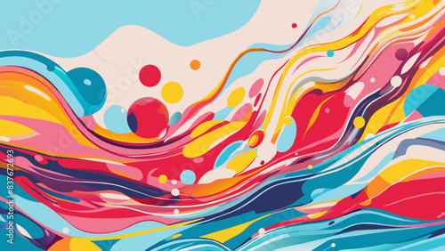 Vibrant Abstract Swirls with Energetic Color Splashes