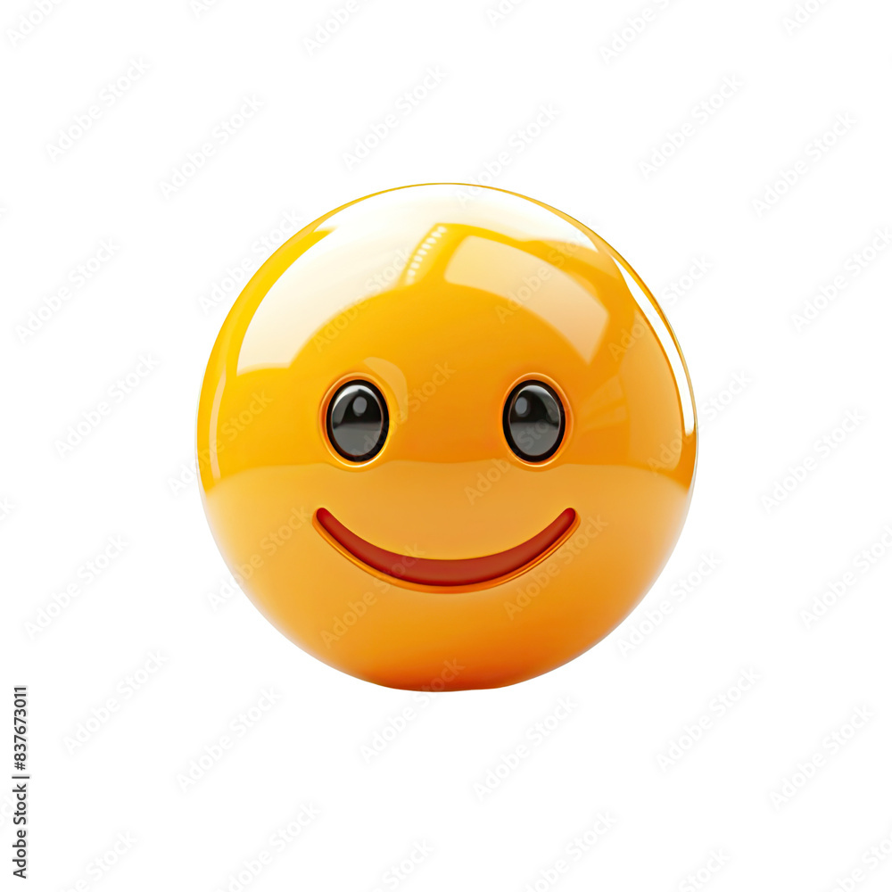 Fototapeta premium Bright and shiny 3D smiley face icon on a transparent background, symbolizing happiness and positivity.