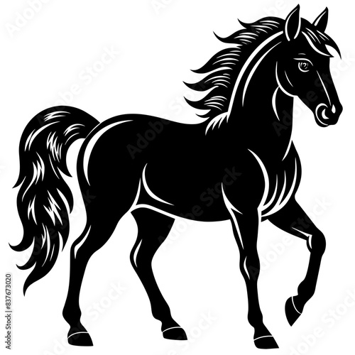 black-horse-silhouette-on-a-white-background
