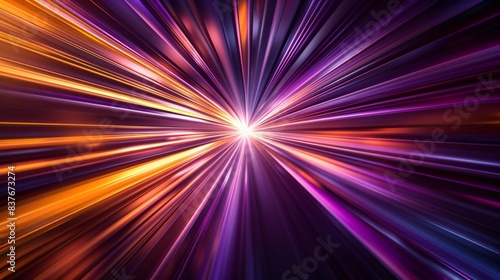 Vibrant black, amethyst, plum, and butterscotch yellow light streaks converging towards a bright central point in an otherworldly warp speed effect.