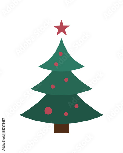 Grüner Tannenbaum mit roten Kugeln