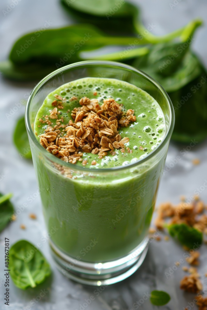 Spinach Shake with Granola and Mint Spinach Shake with Granola and Mint