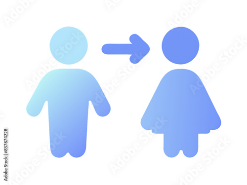 A vector illustration depicting male and female face silhouettes or icons, serving as avatars or profiles for unknown or anonymous individuals. The illustration portrays a man and a woman portrait. 