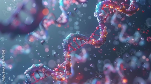  3D illustration of DNA double helix.