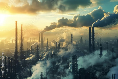 A cleaner environment is achieved through the visible reduction of industrial emissions in a futuristic setting