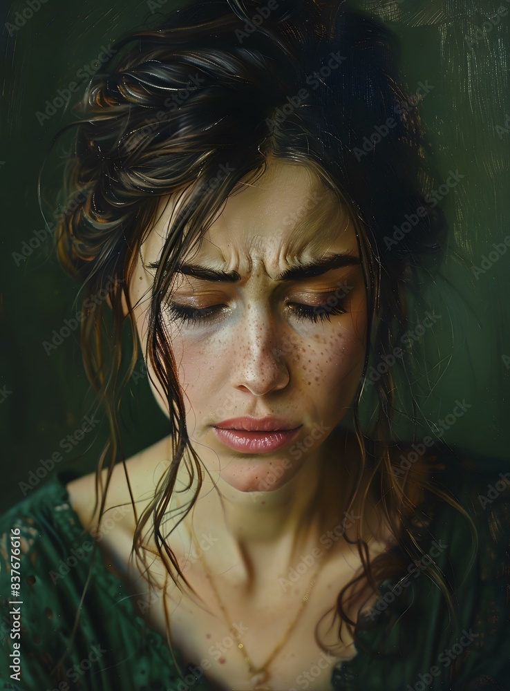 Portrait of a Woman with Long Brown Hair and Freckles Portrait of a Woman with Long Brown Hair and Freckles