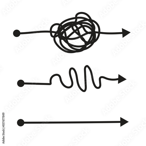 Arrow mindset mess. Doodle hand drawn sketch.