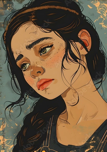 portrait of a young woman with freckles