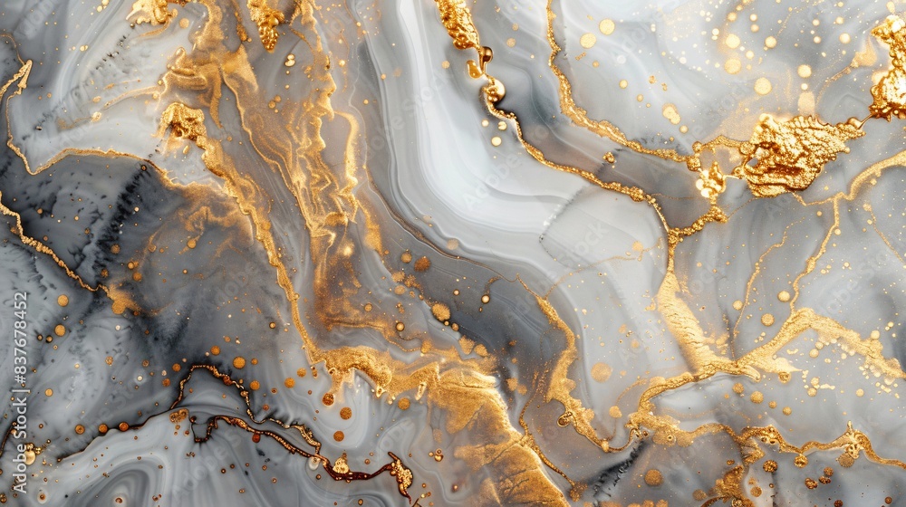Close-up marble surface gold paint Close-up marble surface gold paint