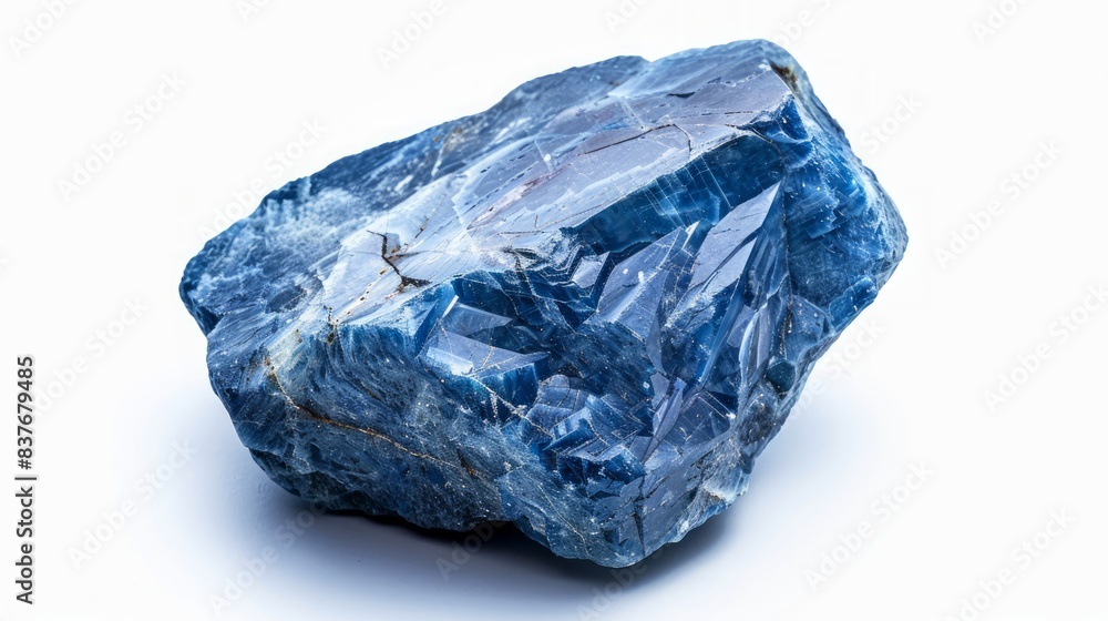 Fototapeta premium Jeremejevite stone, photographed in the studio on a white background, showing the surface details and beautiful color of the stone, Ai generated Images