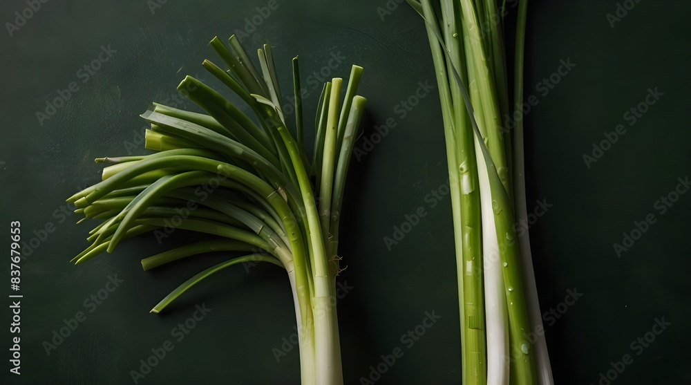 Obraz premium creative shot of green onion or scallions or spring.generative.ai 
