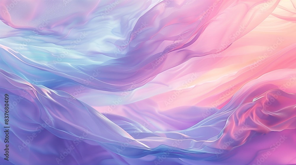 Obraz premium An artistic shot of an abstract wallpaper with a gradient of soft, pastel colors, blending seamlessly from pink to purple to blue, creating a dreamy and ethereal appearance.
