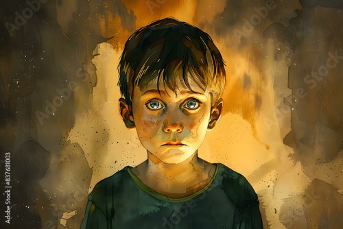 Portrait of a boy with big blue eyes photo