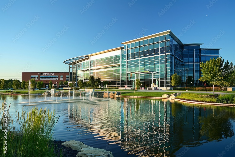 Professional Photography of the exterior of the corporate headquarters building, showcasing its architectural de, Generative AI Professional Photography of the exterior of the corporate headquarters building, showcasing its architectural de, Generative AI