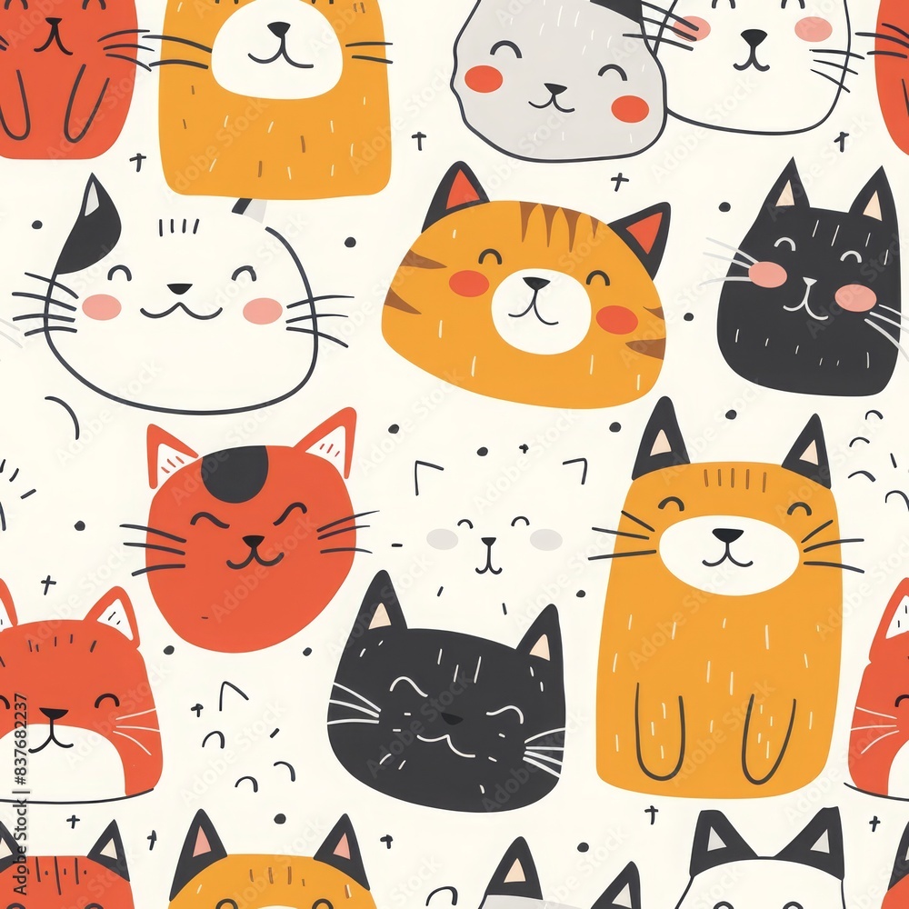 seamless pattren with cute cat illustrations seamless pattren with cute cat illustrations