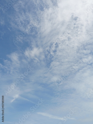 Altocumulus cloud on beautiful blue sky , Fluffy clouds formations at tropical zone	